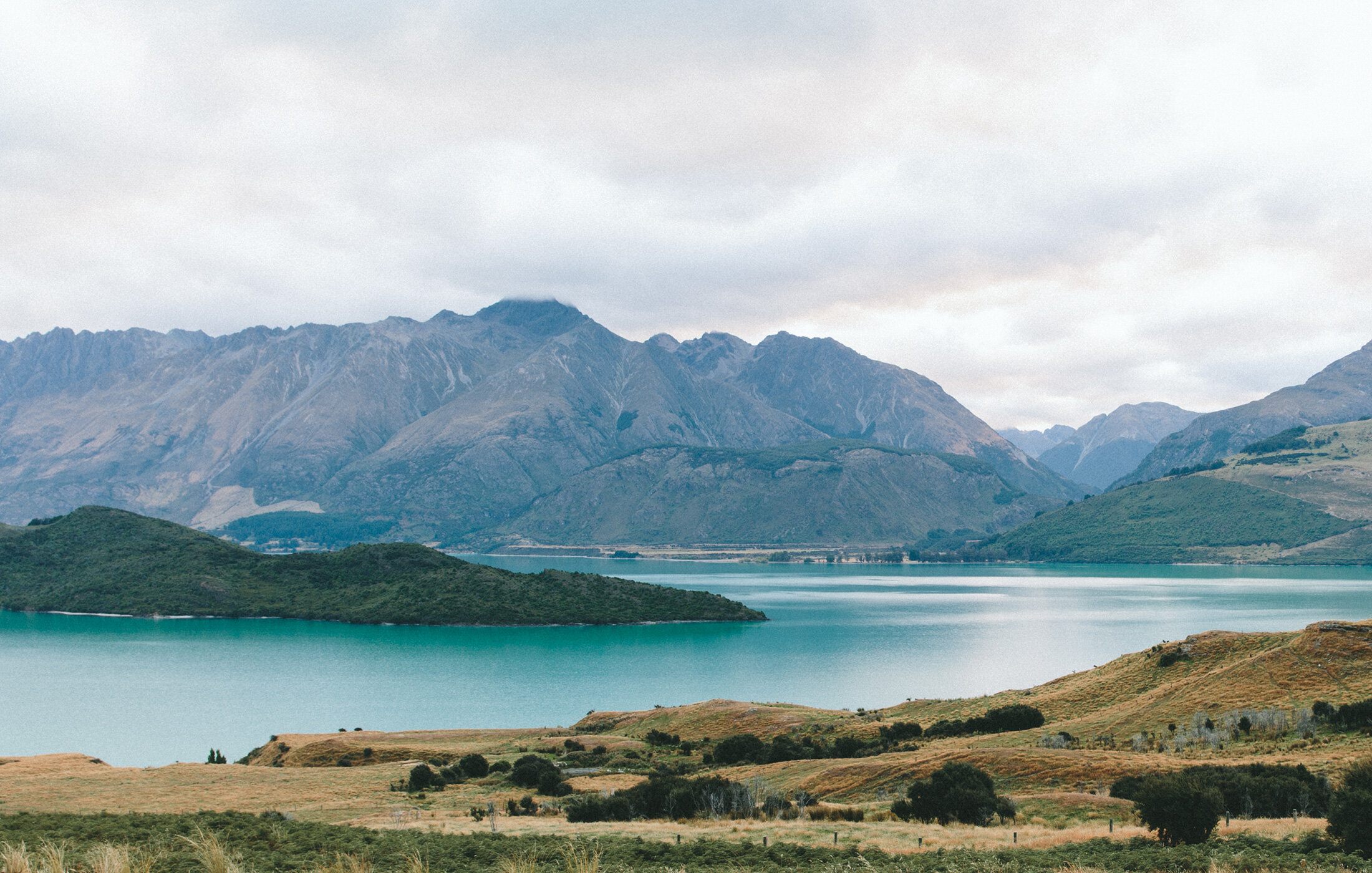 Mountain lake landscape with turquoise water